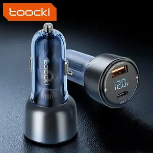 Toocki A+C Dual Port Fast Charging Input Voltage 12-24V Matte Translucent 87.5W Zinc Alloy Car Charger With Digital Display