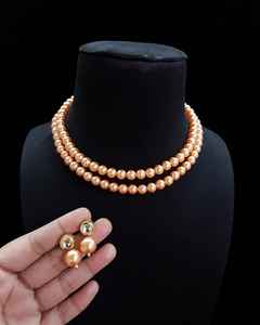 Conjunto de polki Kundan de calidad superior, cadena de cuerda, perla, piedra principal, Material de aleación, diseño tradicional elegante, novias, bodas - Product Image 1