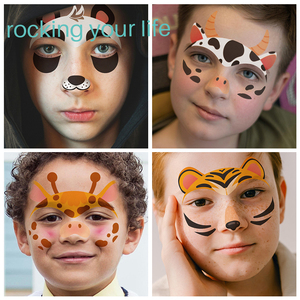 Cosmétiques pour enfants, fournitures de fête d'anniversaire, cadeaux, peinture <span class=keywords><strong>dinosaure</strong></span> et tigre pour enfants, masques faciaux et tatouages pour garçons et filles - Product Image 4