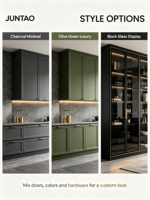 Meubles de cuisine avec cuisinière intégrée, comptoir, panneaux en bois massif multicouches, style américain, pour toute la maison