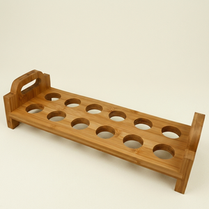 12 Slot Tempat Telur Bambu Alami dengan Pegangan, Rak Organizer untuk Meja Dapur & Kulkas untuk Penyimpanan & Pajangan Telur di Dapur - Product Image 2
