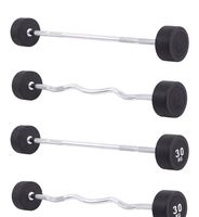 Ensemble d'haltères à usage domestique Gym Haltérophilie P035 Fixed Curl Rubber Barbell