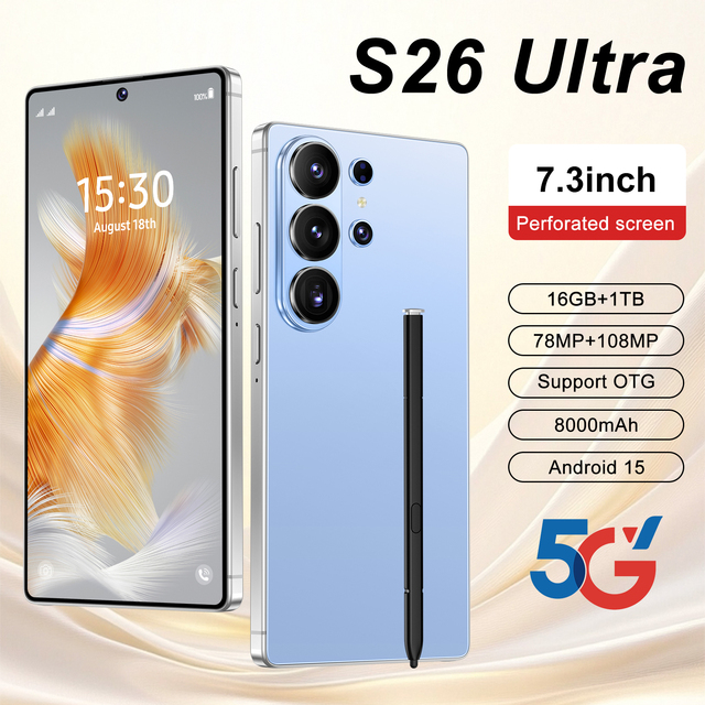 2026 Brand New S26 Ultra Unlocked Android 15 Deca Core Dual SIM 4G/5G Smartphone 7.3 Inch HD 144Hz Screen 108MP Spanish