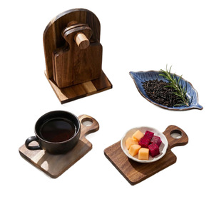 Wooden Coaster Set With Rack Mini Cutting <b>Board</b> Heat Resistant Placemat For Home Use - Product Image 5