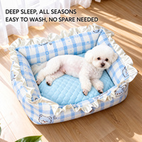 Coussin réversible à volants pour animaux de compagnie, lavable, pour chiens et chats, en peluche rafraîchissante, antidérapant, toutes saisons, pour petits chiens