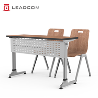 Ensemble chaise et bureau d'étudiant moderne LEADCOM LS-425, construction en acier et aluminium, plateau en MDF, ensemble scolaire pour projet éducatif