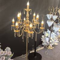 Support de bougie de mariage en métal lumineux haut de gamme, support de lampes LED de haute qualité pour éclairage de route, décorations d'arrière-plan de scène de mariage, ornements - Grande Vente