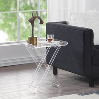 Tables d'appoint pliables portables en acrylique pour salon, chambre, hall d'entrée – Tables latérales transparentes avec poignée pour café