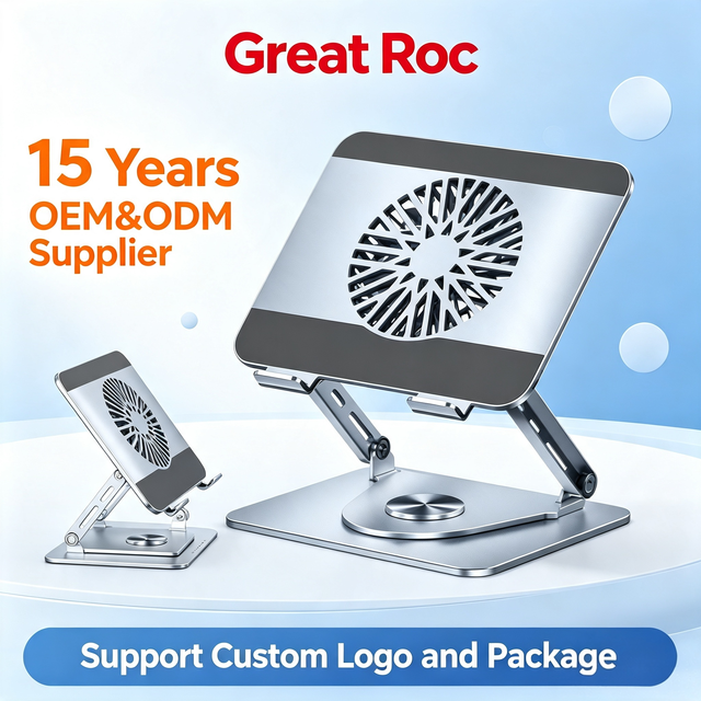 Laptop Stand With Magnetic Fan 360 Rotatable Laptop Stand With Magnetic Fan Foldable Height Angle Adjustable Cooling Stand
