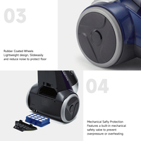 Aspirateur sans sac à réservoir horizontal 16kPa (1400W) 80db AC, léger, pour tapis et sols durs