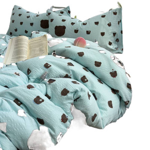 Puff Yarn Printed Four-Piece Bedding Set Soft Cartoon <b>Pattern</b> For Student Dormitories - Product Image 5