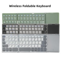 B33PLUS Keyboard Bluetooth lipat Mini portabel, papan ketik lipat tanpa kabel dengan Touchpad untuk PC Laptop