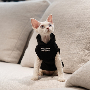 Pakaian Anjing dan Kucing Klasik Hitam yang Modis untuk Aktivitas Sehari-hari, Pakaian Desainer untuk Kucing, Gaya Empat Musim, Pakaian Hangat untuk Kucing Tanpa Bulu - Product Image 4