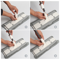Serpillère en acier inoxydable Realida, très vendue, remplaçable, humide/sèche, pour sols en bois, nettoyage ménager, serpillère en microfibre