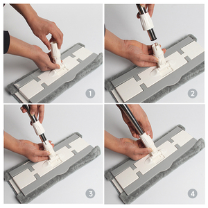 Chổi lau nhà bằng thép không gỉ đa năng, lau khô/ướt, có thể thay thế, bán chạy, lau sàn gỗ, lau nhà gia đình, kèm khăn lau sợi microfiber - Product Image 6