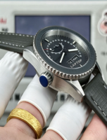 Nouvelle montre automatique mécanique de luxe pour homme, populaire, avec cadran en céramique gris, bracelet en cuir, calendrier, phase de lune, style Hip Hop, 5 ATM