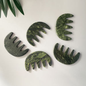 Herramienta de Masaje Gua Sha para la Cabeza, Peine Gua Sha de Jade Xiuyan, Masajeador de Cabeza de Piedra Preciosa Natural para Relajar el Estrés del Cuero Cabelludo y el Crecimiento del Cabello - Product Image 5