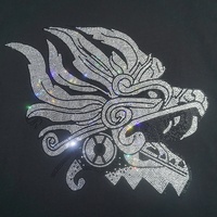 Transfer Rhinestone Hotfix Emas Custom Motif Tengkorak untuk Merek Fashion Pasar Eropa