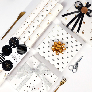 High Quality Wholesale 80g Birthday Hot Stamping Kraft <b>Paper</b> <b>Tissue</b> 43*300cm Gift Luxury Custom Packaging Wrapping <b>Paper</b> Roll - Product Image 3