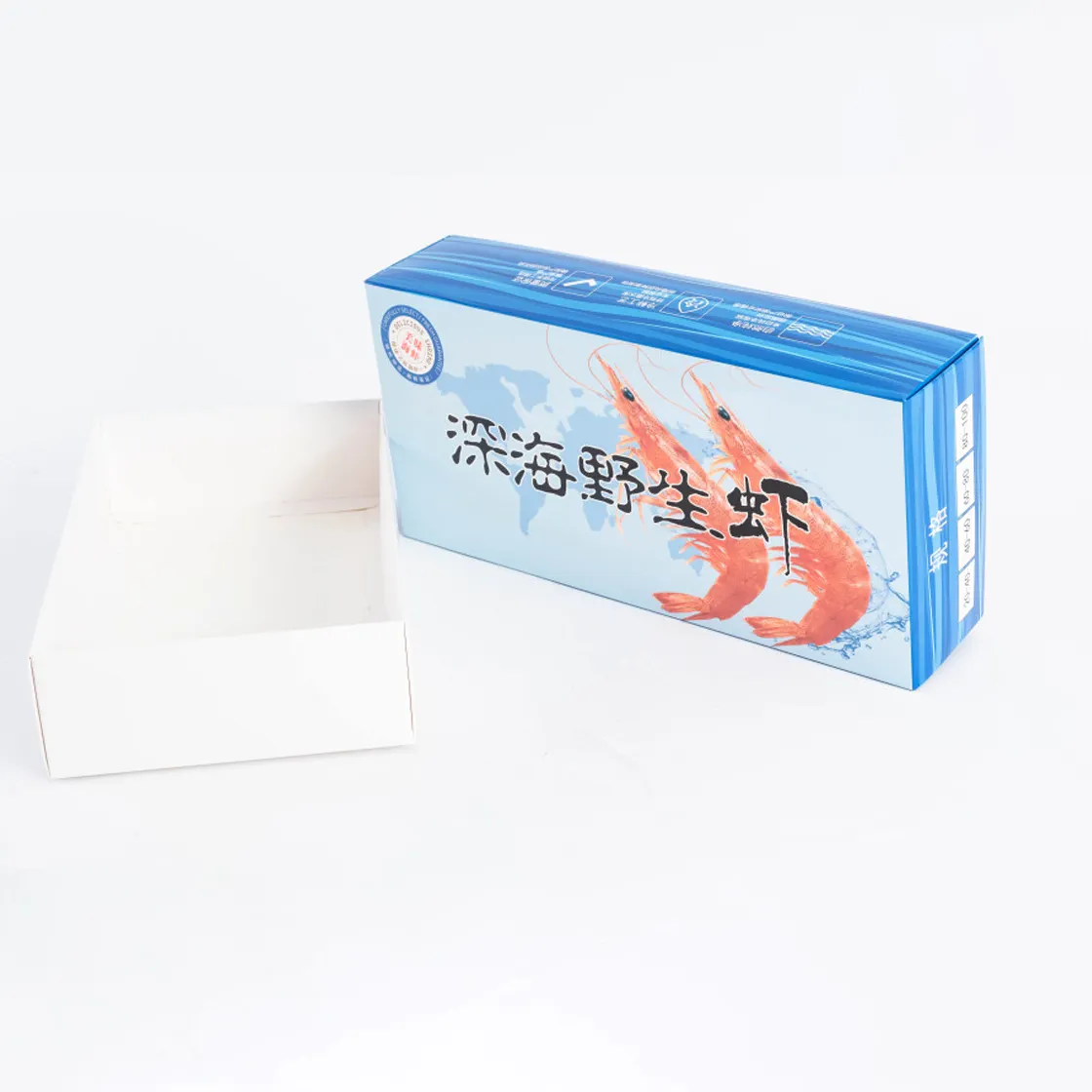 Kunden spezifisches Papier Frozen Food Box Verpackung Frozen Fish Box Wasserdichte Shrimp Box