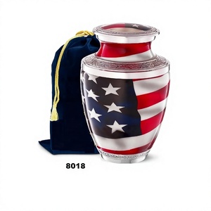 Urna de cremación patriótica y veterana de bandera americana para cenizas humanas, urna decorativa funeraria masculina adulta para hombres, urna grande hecha a mano - Product Image 1