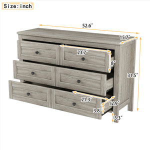 Elegant Modern Particle Board <b>Chest</b> of Drawers with 6 Drawers Eco-Friendly Durable <b>Storage</b> Cabinet for Bedroom Antique Gray - Product Image 6