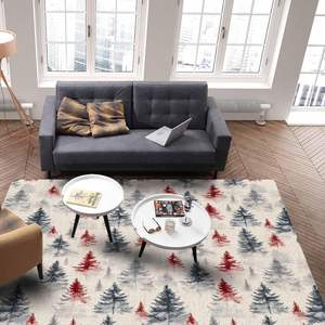 Beige Boho <b>Christmas</b> Forest <b>Rug</b> Non-Slip Winter Xmas Tree Carpet for Bedroom Living Room Home Decor in Stock Hallway Pattern - Product Image 5