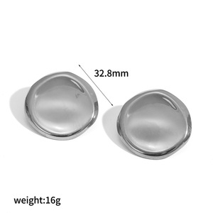 Pendientes Lisos con Diseño Martillado de Acero Inoxidable 316L, Redondos Irregulares, Joyería al por Mayor, No se Deslustran - Product Image 5