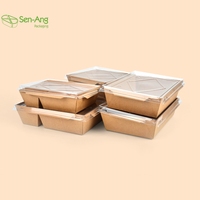 SenAng05 nouvel arrivage emballage à emporter déjeuner collation biscuit poulet frit 1200Ml boîte alimentaire en papier Kraft personnalisé avec couvercle transparent