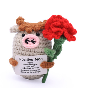 Muñeca de ganchillo hecha a mano, éxito de ventas transfronterizo, con tarjeta en inglés de claveles y flamencos para el Día de la Madre, muñeca de energía positiva. - Product Image 3