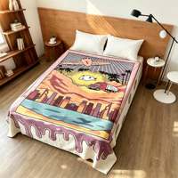 Juego de Sábanas y Fundas de Almohada Decorativas de Franela Ultra Suave de Poliéster Personalizadas, Ropa de Cama de Felpa Cálida y Acogedora para Cama