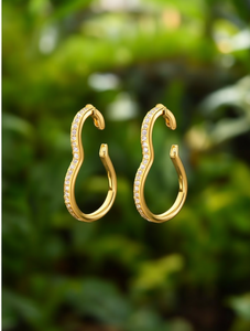 Orecchini a Cerchio Placcati Oro con Cristalli e Strass, Gioielli da Festa per Donne, Stile Trendy - Product Image 2