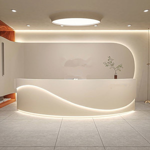 Comptoir de bar en bois en forme d'arc créatif pour hôtel et réception scolaire, design moderne, forme personnalisable - Product Image 1