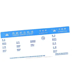180-210g Thermal Direct Paper Heat Transfer Airline Boarding Pass Customized
