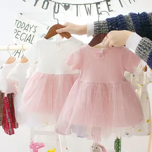 Yaz bebek kız tatlı tarzı giyim çocuklar kızlar için elbiseler parti dantel çiçek elbise Tutu etek moda parti bebek kız elbise