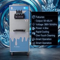Machine à crème glacée molle automatique à haut rendement commercial, en acier inoxydable, compatible fruits et lait