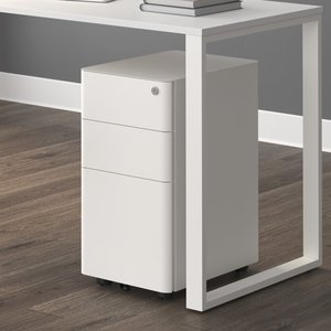 Bureau à domicile moderne sous bureau mince organisateur étroit petit meuble mobile à 3 tiroirs piédestal classeur en acier et en métal - Product Image 1