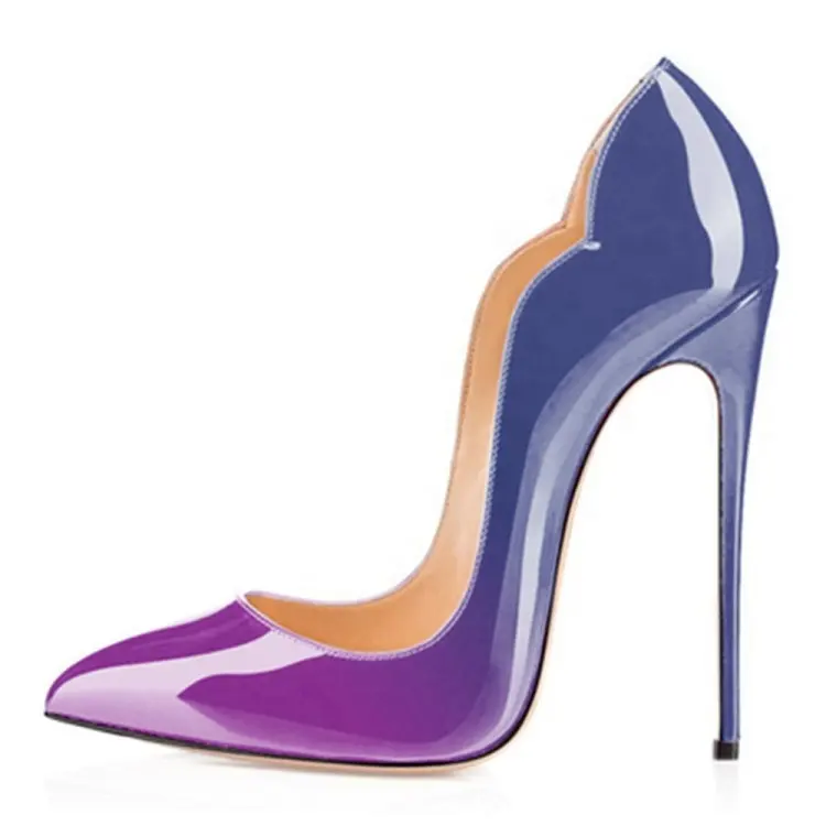 Sapatos de salto alto, calçado feminino sensual de 3/4 polegadas tamanho grande 45, vestido stiletto, cor gradiente, sapatos de festa básica para mulheres