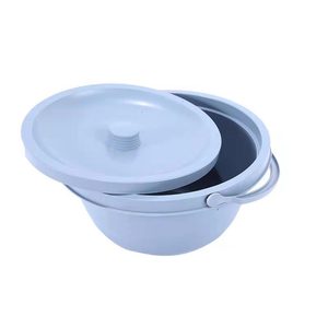 Bol de toilette en plastique avec couvercle pour personnes âgées, design minimaliste - Product Image 1