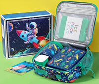 Vente chaude isolé moderne bleu foncé 32OZ 3 compartiments sans BPA PP nourriture pour enfants boîte à lunch avec couverts en plastique et sac à lunch