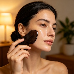 Grattoir Gua Sha professionnel en acier inoxydable pour <span class=keywords><strong>massage</strong></span> facial et corporel, outils de salon de beauté avec logo personnalisé - Product Image 4