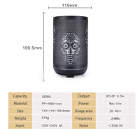Diffuseur d'arômes en métal noir personnalisable avec logo, design tête de mort, 300 ml, diffuseur d'huiles essentielles ultrasonique avec télécommande et minuterie