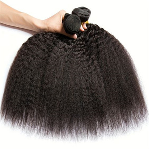 Extensiones de Cabello Humano Virgen Remy Tejidas a Mano para Trenzas de Ganchillo, Liso Kinky, Venta al por Mayor - Product Image 1