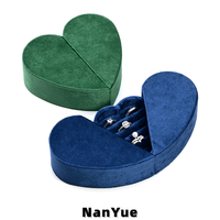 Boîte à bijoux en velours de luxe en forme de cœur pour la Saint-Valentin, avec logo personnalisé, double ouverture, boîte de rangement pour bagues, emballage cadeau pour mariage