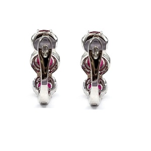 Pendientes de aro para mujer, diseño especial, oro blanco sólido de 18k, diamante 100% Natural, joyería ovalada de rubí - Product Image 3