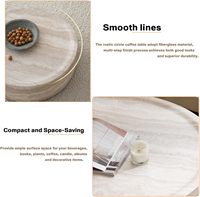 Table basse minimaliste à profil bas, aspect travertin, en fibre de verre, pour appartement