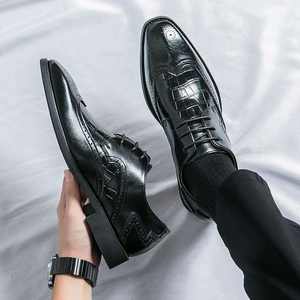 Zapatos de vestir de punta fina de talla grande para hombre, modernos y formales para negocios - Ideales para novios, zapatos de boda, zapatos casuales para hombre - Product Image 1