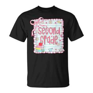 Camiseta Coquette Bow Pink Preppy para el regreso a clases de segundo grado - Product Image 1