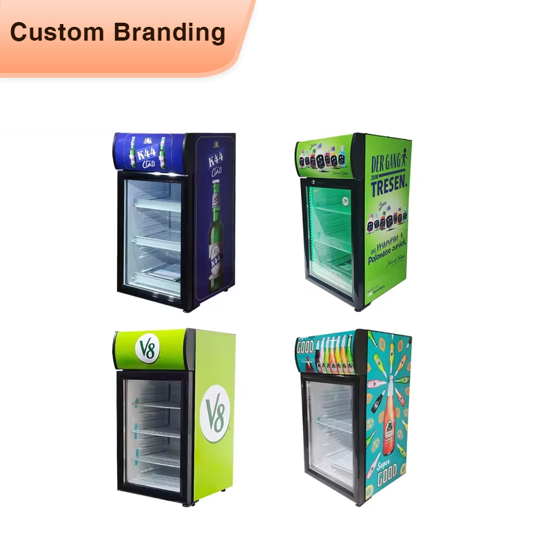 Meisda SC52B 52L Mini Refrigerator Single-Temperature Colored LED Countertop Display Fridge with Lamp Box