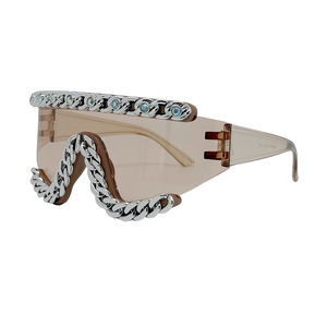 Châu Âu Mỹ mới một mảnh thời trang kính mát xuyên biên giới chuỗi Punk bên kính UV400 cho nam giới phụ nữ - Product Image 6